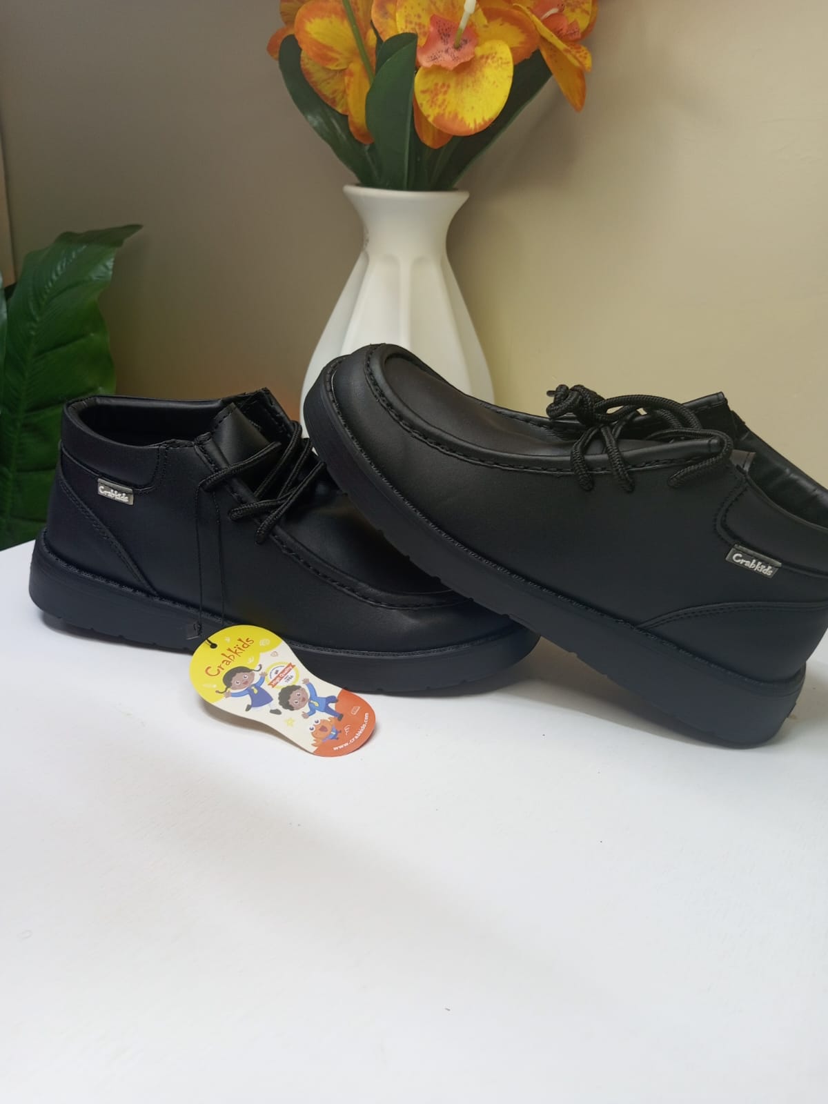 CrabKids Classic Moccasin Lace-Up School Shoe